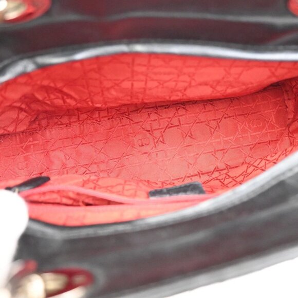 CHRISTIAN DIOR Logo Lady Cannage Shoulder Hand Bag Leather Black SHW 55KB222 - Picture 10 of 16